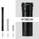 Vitreous enamel flue pipe 100x1000 mm black matt Save Pellet Light